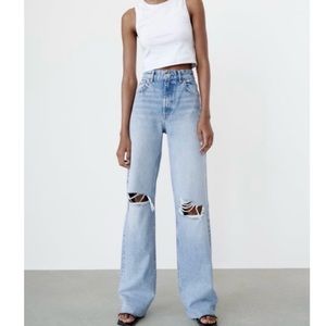 Zara wide leg full length baggy jeans 4